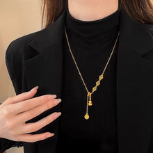 Lucky Word Lucky Ruyi Gourd Pendant Necklace Women's Ancient Sand Gold Tassel Retro All-match Fashion Elegant Clavicle Chain