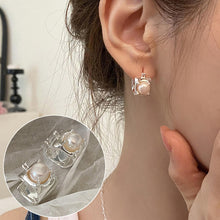 Korean Version S925 Silver Needle Personalized Geometric Double-layer Cross Circle Earrings For Women Retro Fashion Creative Ear Rings And Ear Buckles Trendy