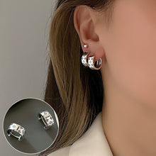 Korean Version S925 Silver Needle Personalized Geometric Double-layer Cross Circle Earrings For Women Retro Fashion Creative Ear Rings And Ear Buckles Trendy